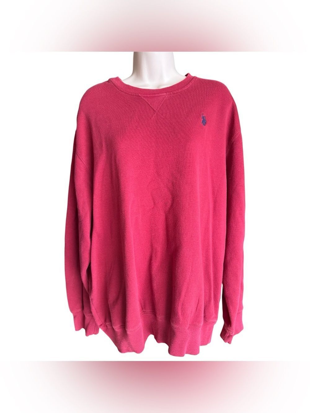 Ralph Lauren Men’s Hot Pink Crewneck Sweater Pullover Fuchsia Embroidered